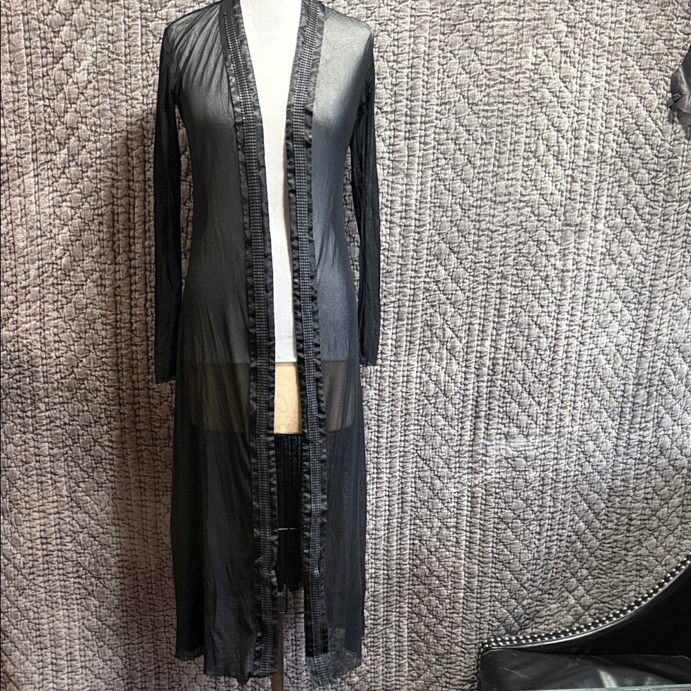 Elegant Black Sheer Mesh Swim Coverup